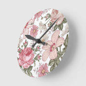 Vintage Floral Pattern with Roses Ronde Klok (Hoek)