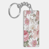 Vintage Floral Pattern with Roses Sleutelhanger (Voorkant Links)