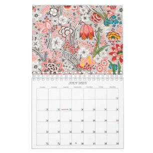 Vintage Floral Patterns Mid-Year / Academic Kalender