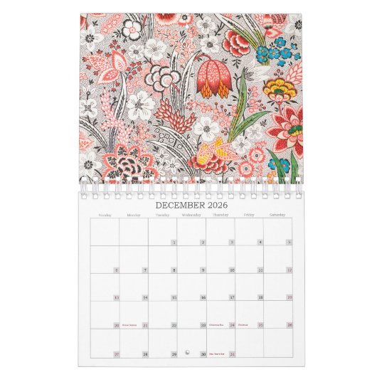 Vintage Floral Patterns Mid-Year / Academic Kalender (Dec 2026)
