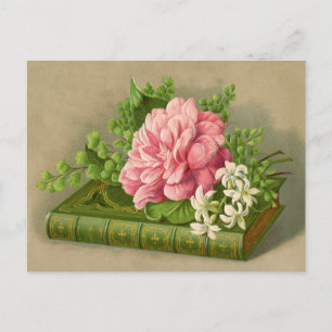 Vintage Floral Peony Classy Book Elegant Briefkaart