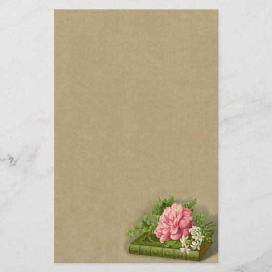 Vintage Floral Peony Classy Book Elegant Briefpapier (Voorkant)