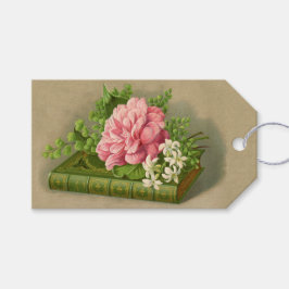 Vintage Floral Peony Classy Book Elegant Cadeaulabel