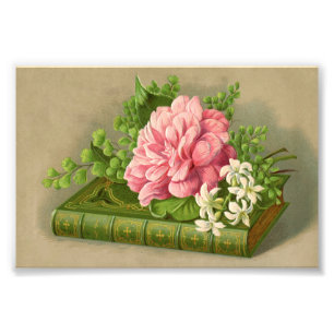 Vintage Floral Peony Classy Book Elegant Foto Afdruk