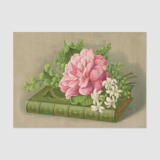 Vintage Floral Peony Classy Book Elegant Tissuepapier (Voorkant)
