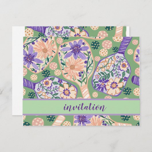 Vintage Floral Pickleball Design Briefkaart (Voorkant / Achterkant)