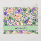 Vintage Floral Pickleball Design Briefkaart (Voorkant)
