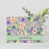 Vintage Floral Pickleball Design Kaart (Staand voorkant)