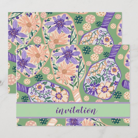 Vintage Floral Pickleball Design Kaart (Voorkant / Achterkant)