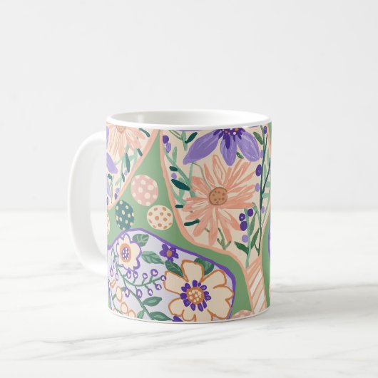 Vintage Floral Pickleball Design Koffiemok (Voorkant links)