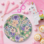 Vintage Floral Pickleball Design Papieren Bordje (Feest)