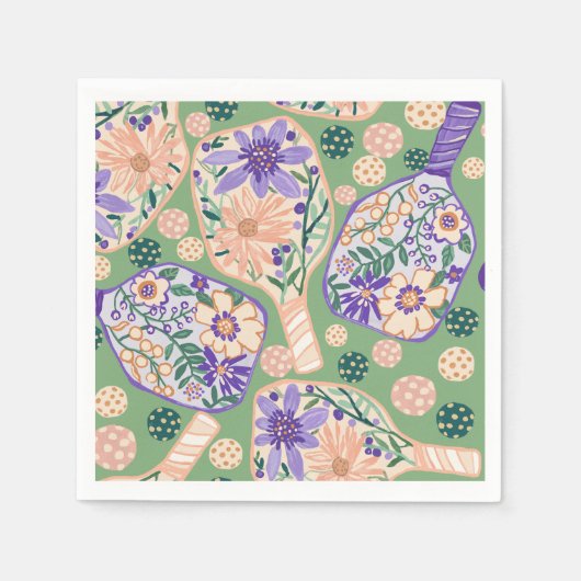 Vintage Floral Pickleball Design Servet (Voorkant)