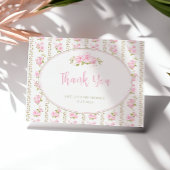 Vintage Floral Pink Rose Bedankkaart