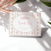 Vintage Floral Pink Rose Bedankkaart