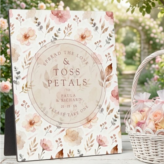 Vintage Floral PInk Shades Toss Petals TLW26 Fotoplaat