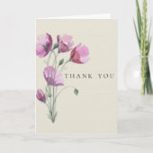 Vintage Floral Plum en Cream Wedding Bedankkaart (Voorkant)