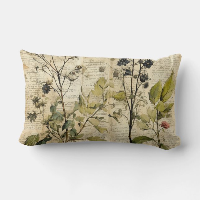 Vintage Floral Print Pillow Kussen (Achterkant)