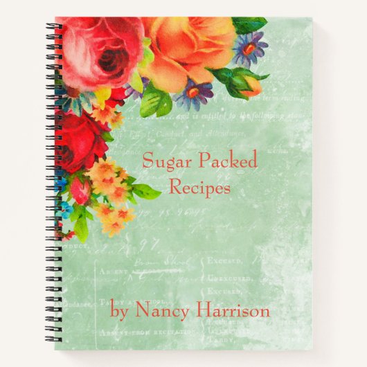 Vintage Floral Recipe Organizer Notitieboek (Voorkant)