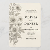 Vintage Floral Romantic Garden Wedding Kaart (Voorkant)