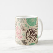 Vintage Floral Roos Garden Koffiemok (Voorkant rechts)