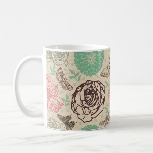 Vintage Floral Roos Garden Koffiemok (Links)
