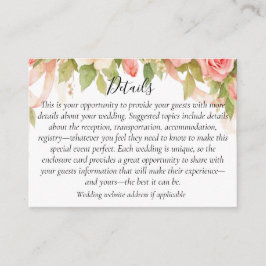 Vintage Floral Rose Wedding Enclosure Card Informatiekaartje