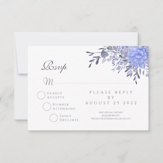 Vintage Floral RSVP Wedding Response Card Kaartje (Voorkant)