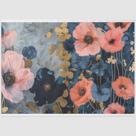 Vintage Floral Rustic Texture Franse ontkoppeling Tissuepapier (Voorkant)