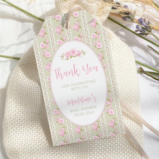 Vintage Floral Sage Green  Cadeaulabel