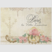 Vintage Floral Script Ephemera-ontkoppeling Parijs Tissuepapier (Voorkant)