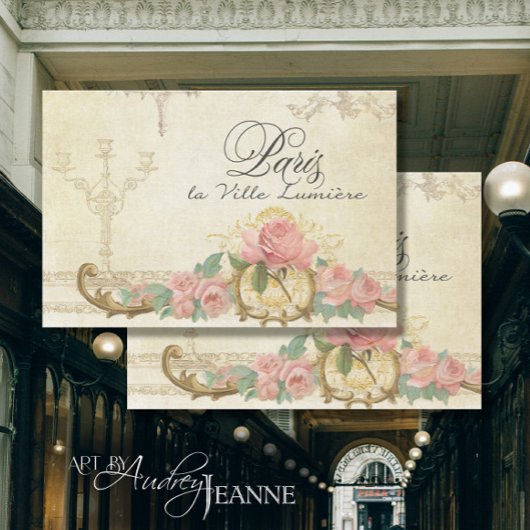 Vintage Floral Script Ephemera-ontkoppeling Parijs Tissuepapier