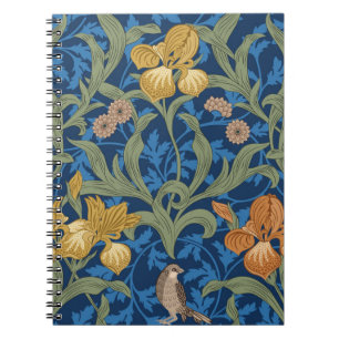 Vintage floral seamless pattern with oranje iris a notitieboek