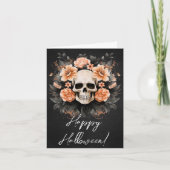 Vintage Floral Skull Halloween Kaart (Voorkant)