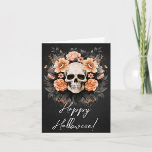 Vintage Floral Skull Halloween Kaart