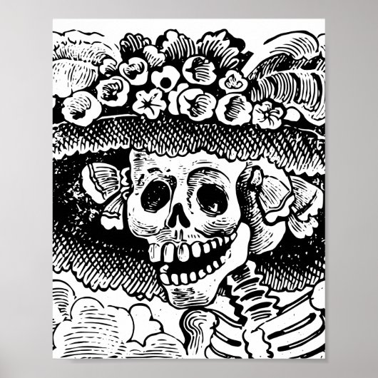 Vintage Floral Skull Halloween Poster (Voorkant)
