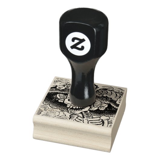 Vintage Floral Skull Halloween Rubberstempel (Stempel)
