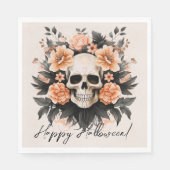 Vintage Floral Skull Halloween Servet (Voorkant)