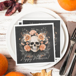 Vintage Floral Skull Halloween Servet