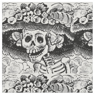 Vintage Floral Skull Halloween Stof
