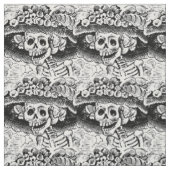 Vintage Floral Skull Halloween Stof (Swatch)
