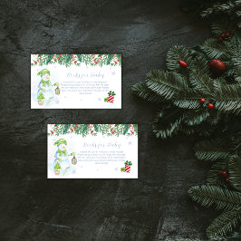 Vintage Floral Snowman Books for Baby Shower  Informatiekaartje