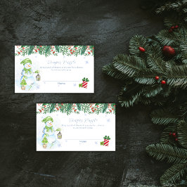 Vintage Floral Snowman Diaper Raffle Baby Shower  Informatiekaartje