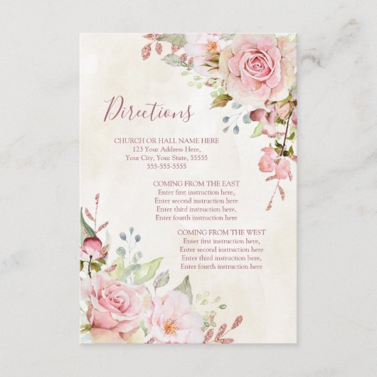 Vintage Floral Spring Wedding Direction Insert Informatiekaartje (Voorkant)