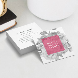 Vintage Floral Square Visitekaartjes   Berry