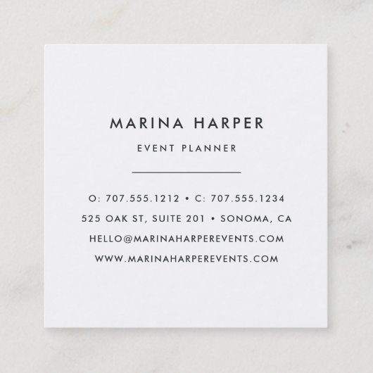 Vintage Floral Square Visitekaartjes | LILA (Achterkant)