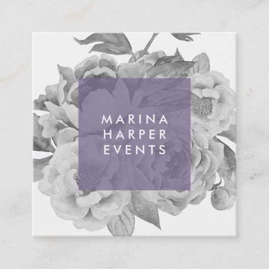 Vintage Floral Square Visitekaartjes | LILA (Voorkant)