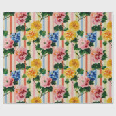 Vintage Floral Stripe Cadeaupapier (Vlak)