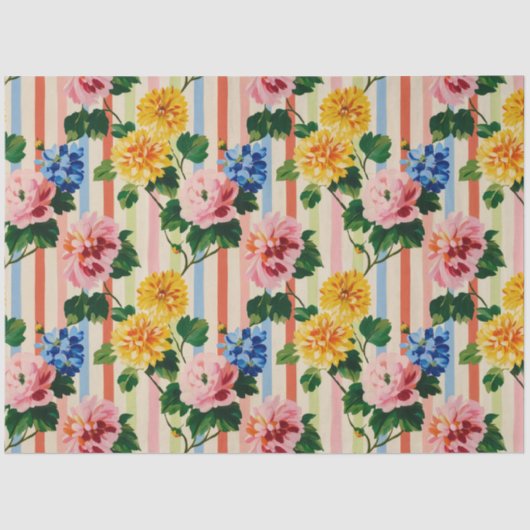 Vintage Floral Stripe Tissuepapier (Voorkant)