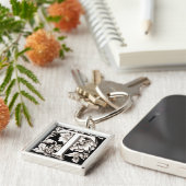 Vintage Floral "T" - Sleutelhanger (Zijkant)