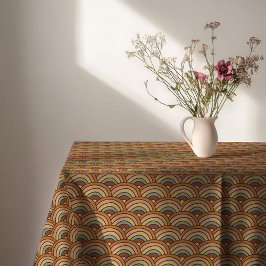 Vintage Floral Tablecloth Rusty Orange Swirls Tafelkleed